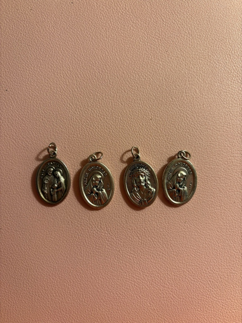 Sterling Tone Religious Medal Necklace Pendant - Silver Color